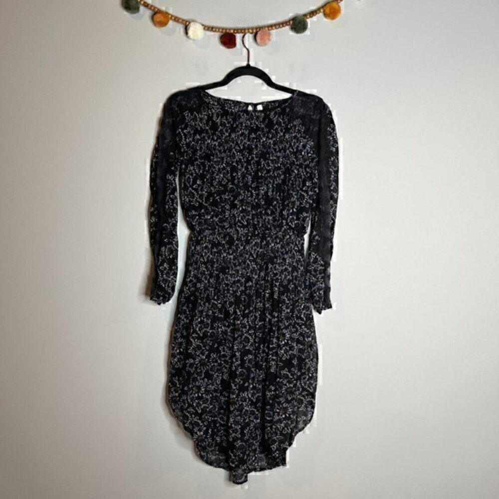 Free People floral lacy smocked chiffon dress